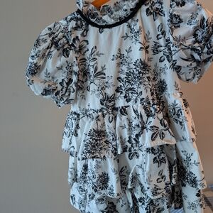 Janie and Jack Black and White Floral Blouse